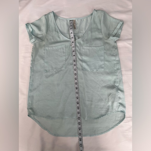 Stradivarius Women Short Sleeve Mint Green Front Zipper High Low Top Size S - Picture 9 of 10